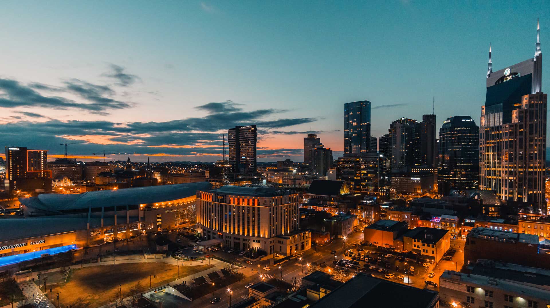 a view of a city at night